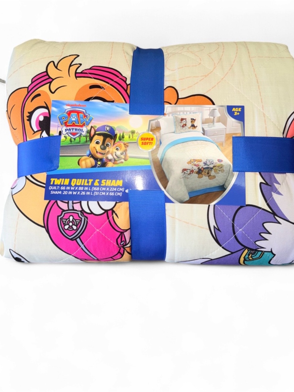 Paw Patrol Twin Quilt & Sham Set in Pink, Purple, Blue and Cream